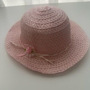 Pink Kids Sun Hat with Flower Accent